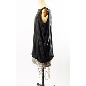 Badgley Mischka dress black silver bubble hem